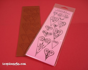 Sale / Victorian Hearts / Invoke Arts Collage Rubber Stamps / Unmounted Stamp Set