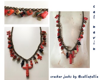 Cracker Jack Necklace Vintage Collectable Charms 1920's - 1950's Fashion Accessory