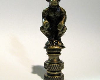 LAMP FINIAL Monkey antique brass