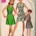 1968 Simplicity 7998 Retro Mod Mini Wrap Dress Sewing Pattern Vintage Size 11 Scalloped ruffle edge or asymmetrical buttons