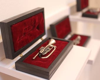 HANDMADE TRUMPET JEWELLERY with redpaper and velvet case