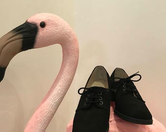 Vintage Derby shoes black suede deadstock