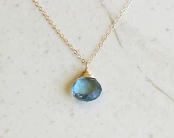 March Birthstone,Aquamarine Necklace, Aquamarine Necklace Silver,Aquamarine Necklace Dainty,Gift For Her