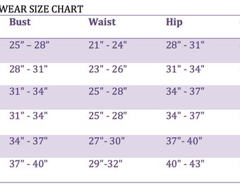 Size chart | Etsy