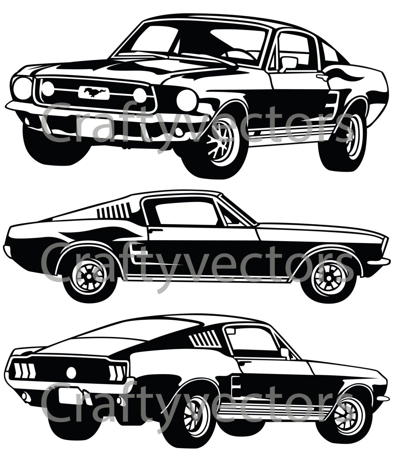 Ford Mustang 67 GT Vector File