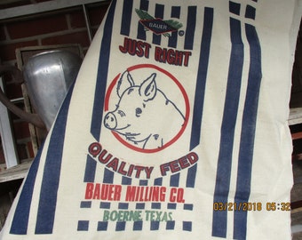 Feed sack Fabric, flour sack fabric, grain sack, Pig feed sack, sewing suppy, pig, feed sack, upholstery fabric, DIY fabric, Country decor