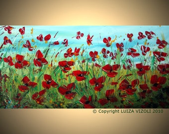 Abstract 72x36 FLOWERS Palette Knife Oil Painting Large HUGE Canvas Art by Luiza Vizoli