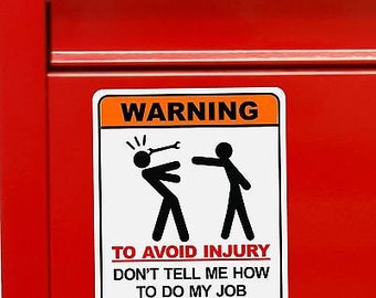 Fun toolbox tool spanner sticker decal chest box wrench funny workshop humour