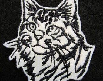 Embroidered Maine Coon Cat Iron On Patch, Cat Patch, Cat Applique, Maine Coon Cat, Iron On Patch, Iron On Cat Patch, Cats