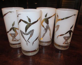 Set of four super groovy drinking glasses