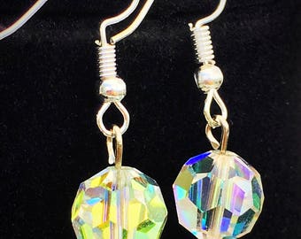 Medium or Large Faceted AB Crystal Earrings
