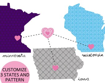 Minnesota Iowa Wisconsin / Map custom States that you want.