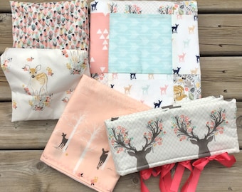 Nursery Crib Bedding, Bed Set, Baby Fawn Bedding, Crib set