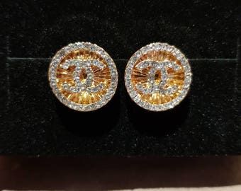 Gold & Diamante Earrings