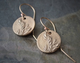 Bronze Earrings, Kentucky Bluegrass Earrings, Dangle Earrings, Plant Earrings, Prairie Grass Earrings, Botanical Earrings, Nature Earrings