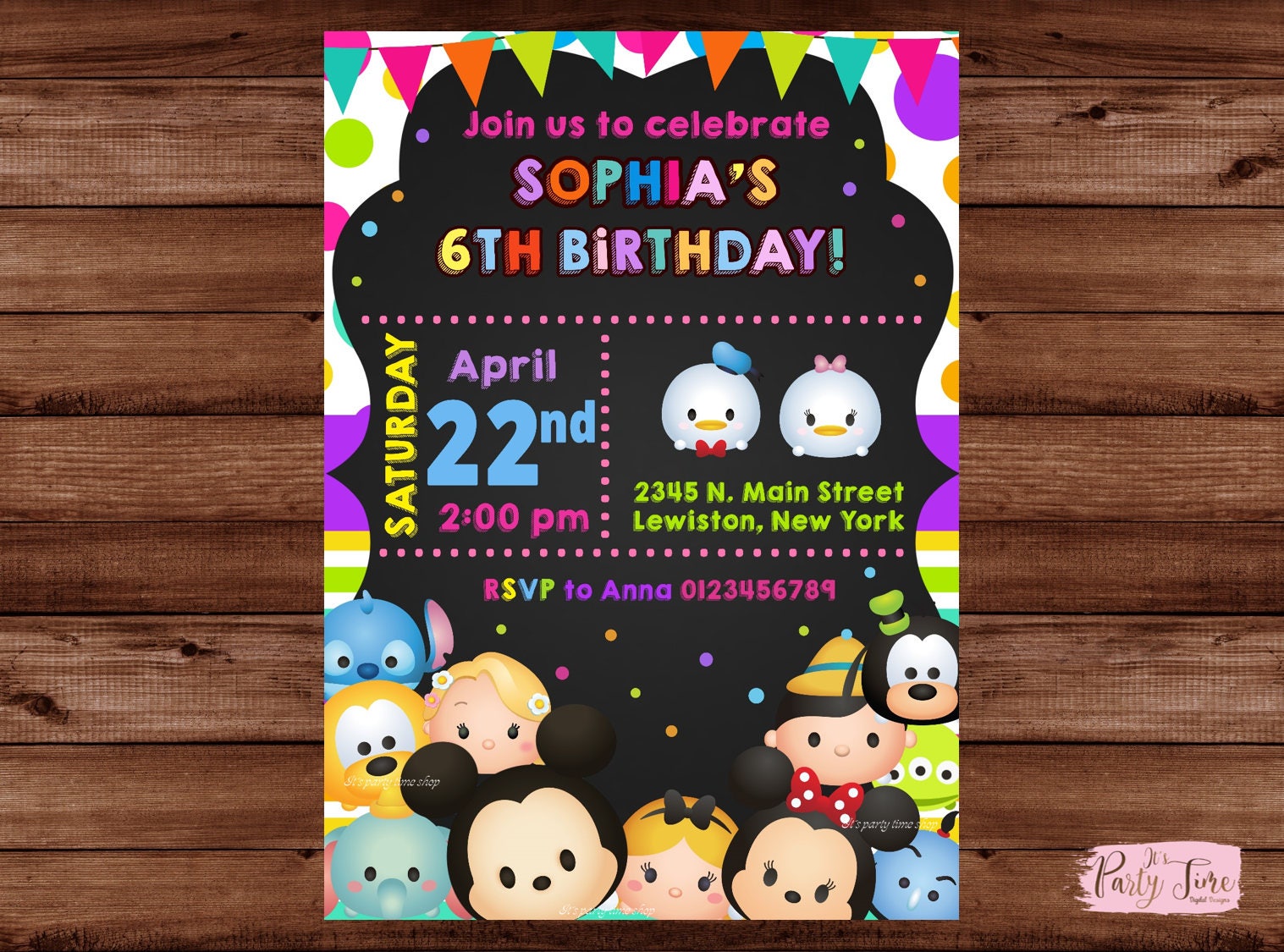 Tsum Tsum Invitation Disney Tsum Tsum Birthday Party Invite