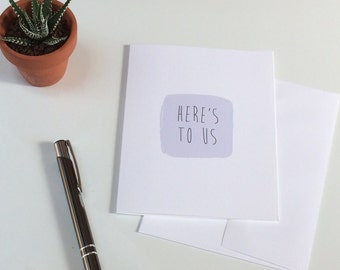 Here's To Us | Pastel Purple Anniversary/ Friendship Card | Blank Inside