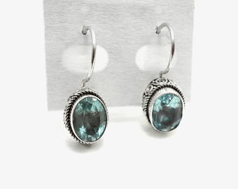 Blue Topaz Silver Earrings Bali