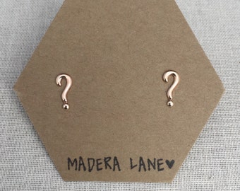 Tiny Question Mark Stud Earrings in Gold. Sterling Silver Posts. Grammar Studs. Punctuation Stud Earrings. Grammar Jewelry. English Studs.