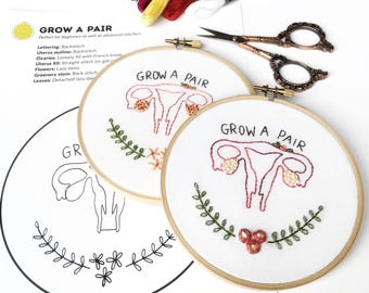 Embroidery pattern pdf, beginner embroidery kit, feminist embroidery pattern, modern embroidery, digital download, gift for her, crafty