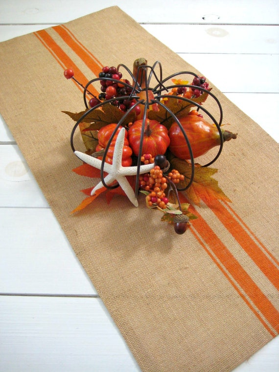 Burlap Table Runner / Rustic Autumn Runner / Thanksgiving