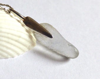 Sea Glass Pendant, Sterling Silver, Seaglass Necklace, Sea Glass Jewelry, Simple Pendant, Seaglass Jewellery, Beach Glass - P170112