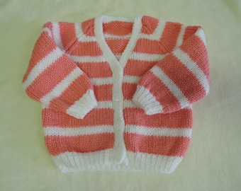 Baby Cardigan Jacket Unique Hand Knitted 18-19 Inch 6-9 Months