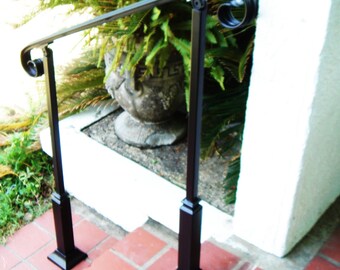 6 FT Wrought Iron Handrail Step rail Stair rail with Decorative Posts Made in the USA