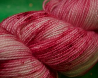 Hand Dyed Sock Yarn - Peppermint Speckles - Sparkly Hand-dyed Superwash Merino/Nylon/Stellina yarn - 2 ply