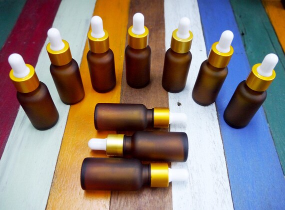 Download 10 pcs. Amber Frosted Glass Bottles with White Eye Dropper For