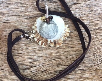 Buffalo Nickle Antler Rosette necklace