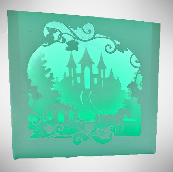 horse and carriage shadow box card folds flat template