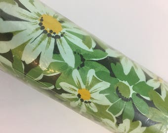 Vintage 1970s Shelf Liner Green Mod Flowers Kitchen Bathroom Decor Deadstock NIP