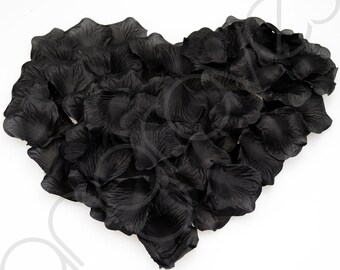 1000 Silk Rose Petal Flower Confetti Engagement Celebration Wedding Decoration (Blissful Black)