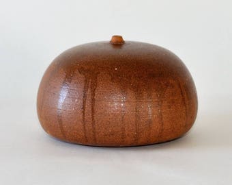 Mid Century Modern Pottery Brown Weed Pot Vase