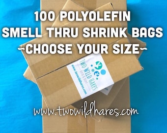 100-POLYOLEFIN Shrink Bags, (Smell Through Plastic), 75 g, BEST Wrap Available for Soap, Bath Bombs Etc, 5 Sizes