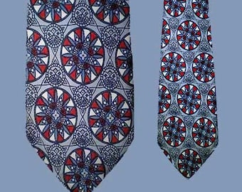 Vintage 50s Wide Tie Stained Glass Mandala Pattern