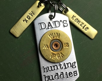 Dad's Hunting Buddies Keychain--Bullet Keychain--Keychain for Dad--Gift for Dad--To Dad from Kids--Dad Hunting Gift--Gift for Hunter