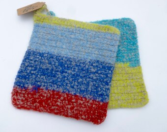 Pot holders felted wool pot holders sheep design set of two