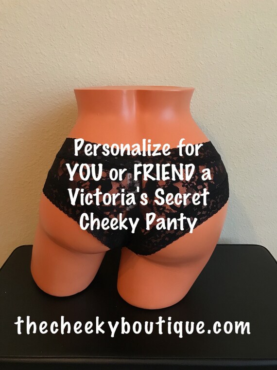 Personalize a NEW Black Victoria's Secret Floral Lace Cheeky Panty for YOU or a FRIEND