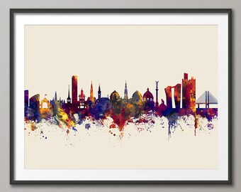 Copenhagen Skyline, Copenhagen Denmark Cityscape Art Print (2855)