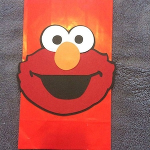 Elmo set of 12 Party Favor bags. Hand Made Elmo heads.