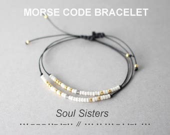Morse Code Soul Sisters Bracelets, Friendship Bracelets, Sorority Bracelets, Morse code bracelets, Sisters bracelet