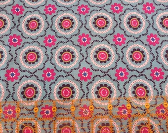 Destash- Turquoise And Pink Cotton Fabric Remnant For Quilting Or Crafting