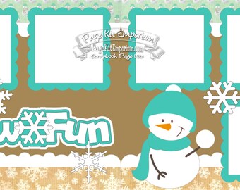 Scrapbook Page Kit Snow Fun Snowman Winter 2 page Scrapbook Layout Kit 021