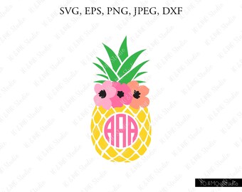 Pineapple Monogram SVG,Pineapple SVG, Pineapple Clipart, SVG Files, Cricut, Silhouette Cut Files