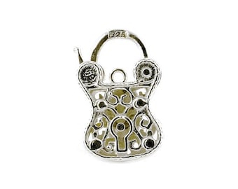 Sterling Silver Ornate Padlock For Bracelets
