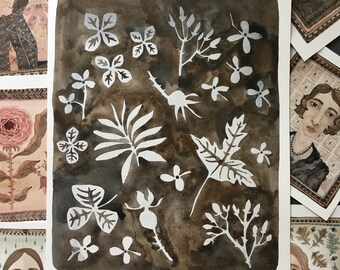 Autumn Silhouettes, original watercolor painting