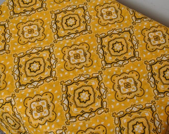 Fabric by the Yard, Bright Yellow Bandana Fabric, Blended Fabric, 1 Yard Fabric