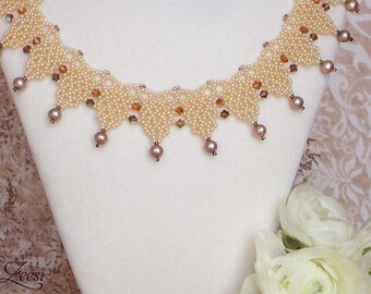 Desert Sandstone Pearl Necklace, Beaded Necklace, Pearl Collar Necklace